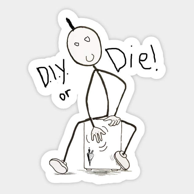 D.I.Y. Or Die (Folk Punk Cajon) Sticker by Acoustic Fury Records Merch Store!